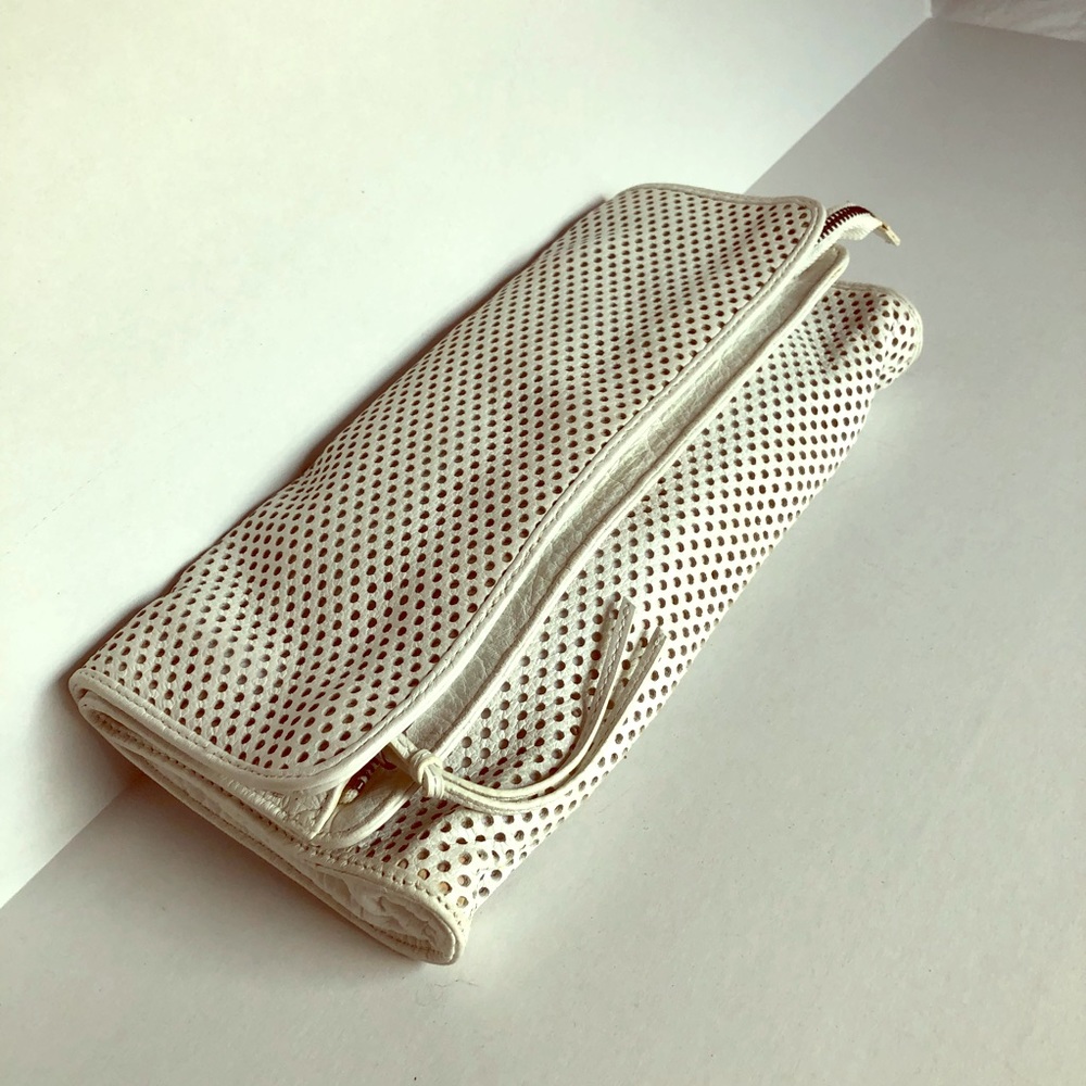Michael Stars white leather perforated soft clutch